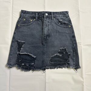 Women’s Black Denim Distressed Jeans Skirt. Size XS